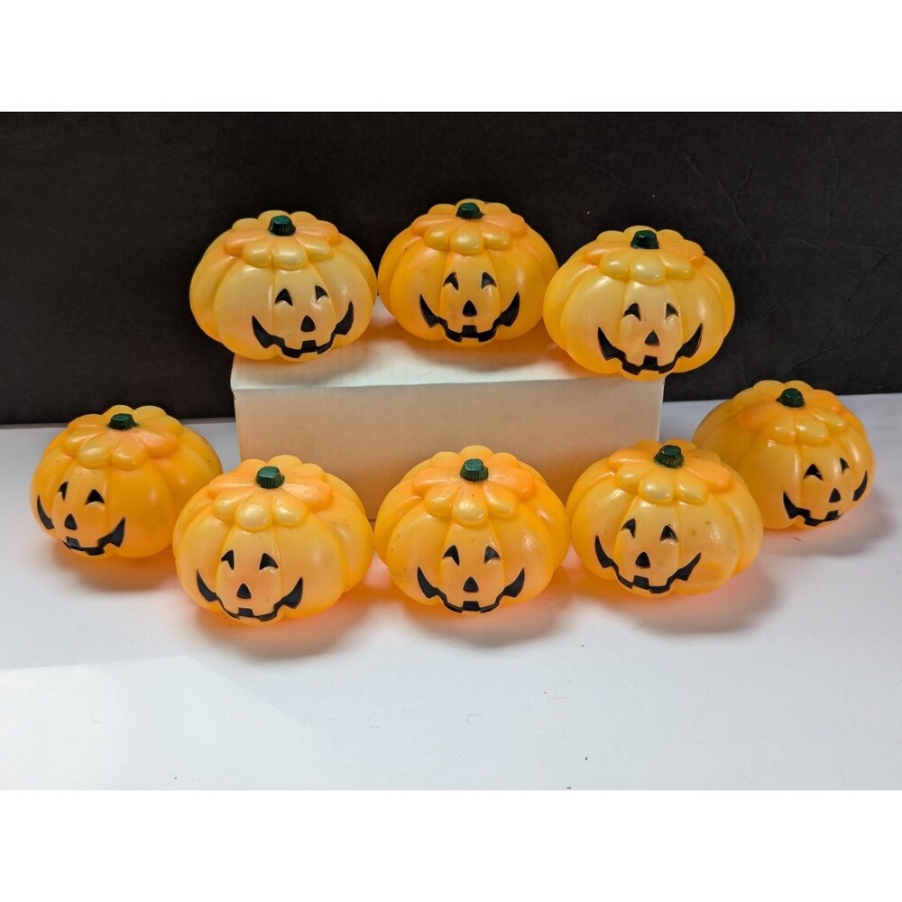 Vtg Blow Mold Plastic Jack O Lantern Pumpkin Replacement Light Covers Lot Of 8